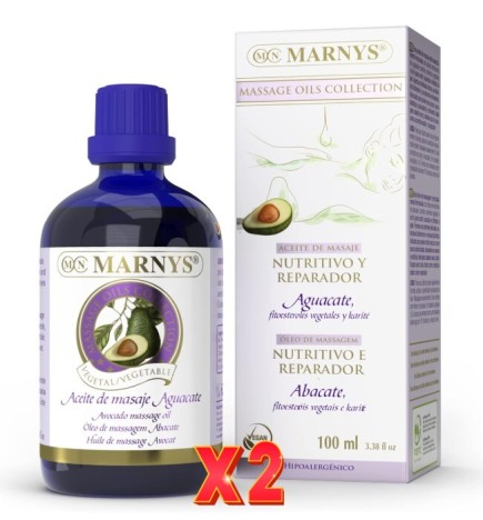 Pack de 2 unidades Aceite De Aguacate Masaje Botella 100 Ml Marnys