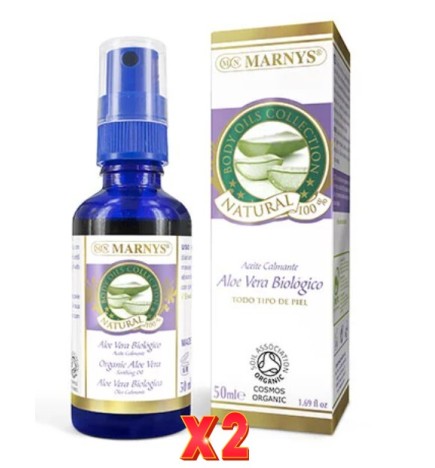 Pack de 2 unidades Aceite Aloe Vera OrganicoBotella Con Spray50 Ml Marnys