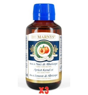 Pack de 3 unidades Aceite De Hueso De AlbaricoqueBotella 125 Ml Con Tapón Gotero Marnys
