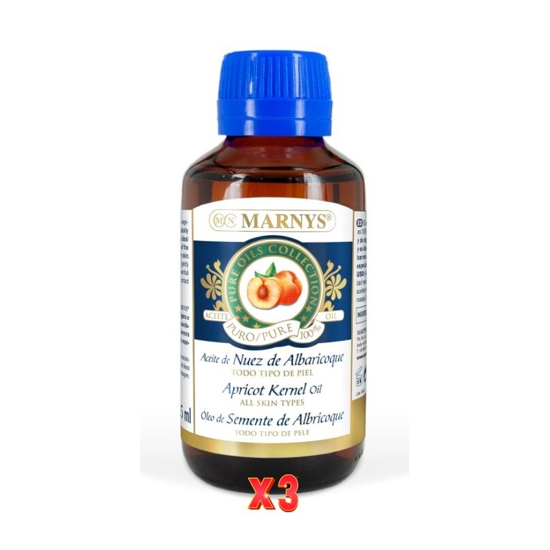 Pack de 3 unidades Aceite De Hueso De AlbaricoqueBotella 125 Ml Con Tapón Gotero Marnys Pack de 3 unidades Aceite De Hueso De AlbaricoqueBotella 125 Ml Con Tapón Gotero Marnys