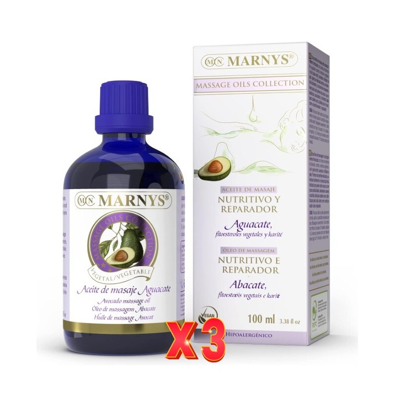 Pack de 3 unidades Aceite De Aguacate Masaje Botella 100 Ml Marnys Pack de 3 unidades Aceite De Aguacate Masaje Botella 100 Ml Marnys