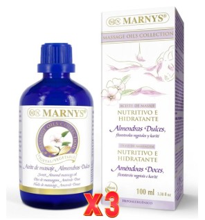 Pack de 3 unidades Aceite De Almendras Dulces Masaje Botella 100 Ml Marnys