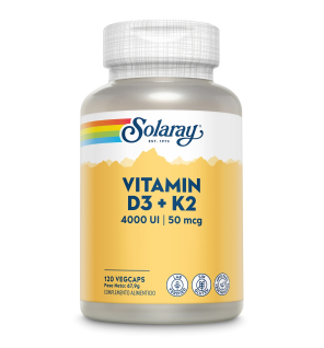Vitamina D3 + K2 120 Cápsulas Solaray