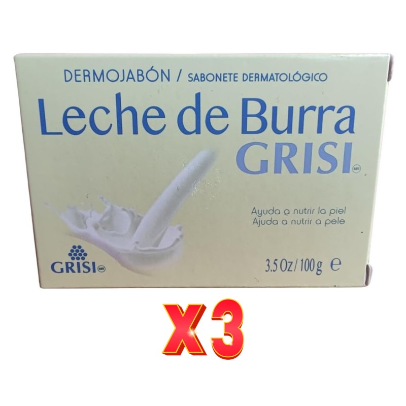 Pack de 3 unidades Grisi Dermojabon Leche De Burra100G Grisi Pack de 3 unidades Grisi Dermojabon Leche De Burra100G Grisi