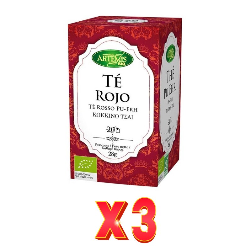 Pack de 3 unidades Artemis Té Rojo (Pu Erh) 20 Bolsitas Artemis