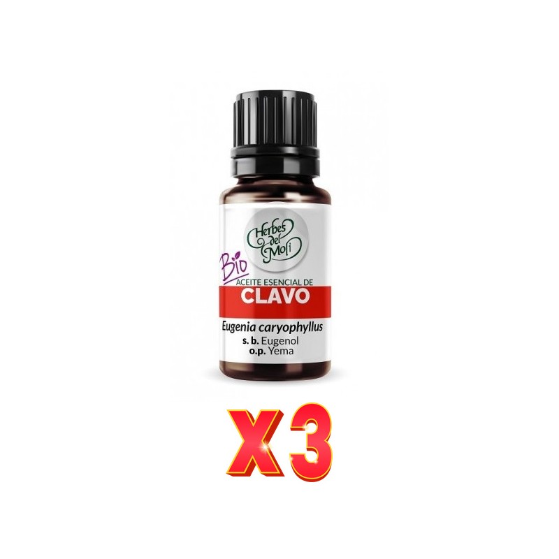 Pack de 3 unidades Herbes Del Moli Ac. E. Clavo Eco 10Ml Herbes Del Moli Pack de 3 unidades Herbes Del Moli Ac. E. Clavo Eco 10Ml Herbes Del Moli