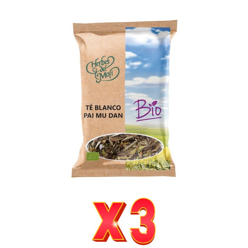 Pack de 3 unidades Herbes Del Moli Té Blanco Pai Mu Dan Eco 30G Herbes Del Moli Pack de 3 unidades Herbes Del Moli Té Blanco Pai Mu Dan Eco 30G Herbes Del Moli