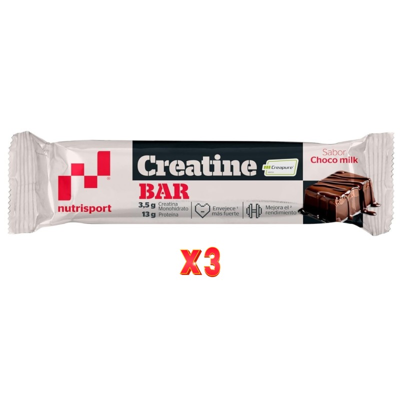 Pack de 3 unidades Nutrisport Barrita Creatina Choco Milk 18Ud Nutrisport