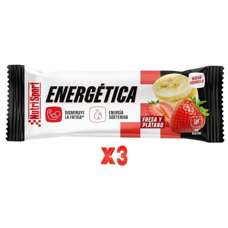 Pack de 3 unidades Nutrisport Barrita Energetica Fresa-Platano 24Uds Nutrisport