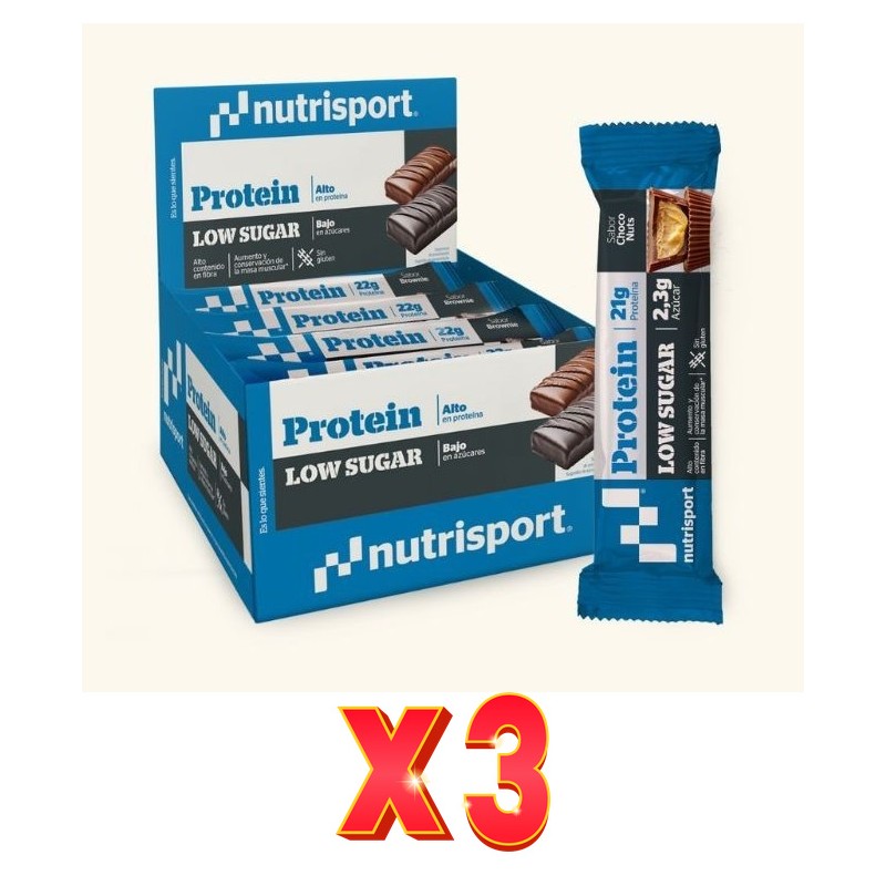 Pack de 3 unidades Nutrisport Barrita Low Sugar Choco Nut 16Uds Nutrisport