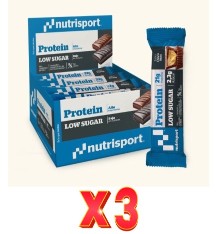 Pack de 3 unidades Nutrisport Barrita Low Sugar Choco Nut 16Uds Nutrisport