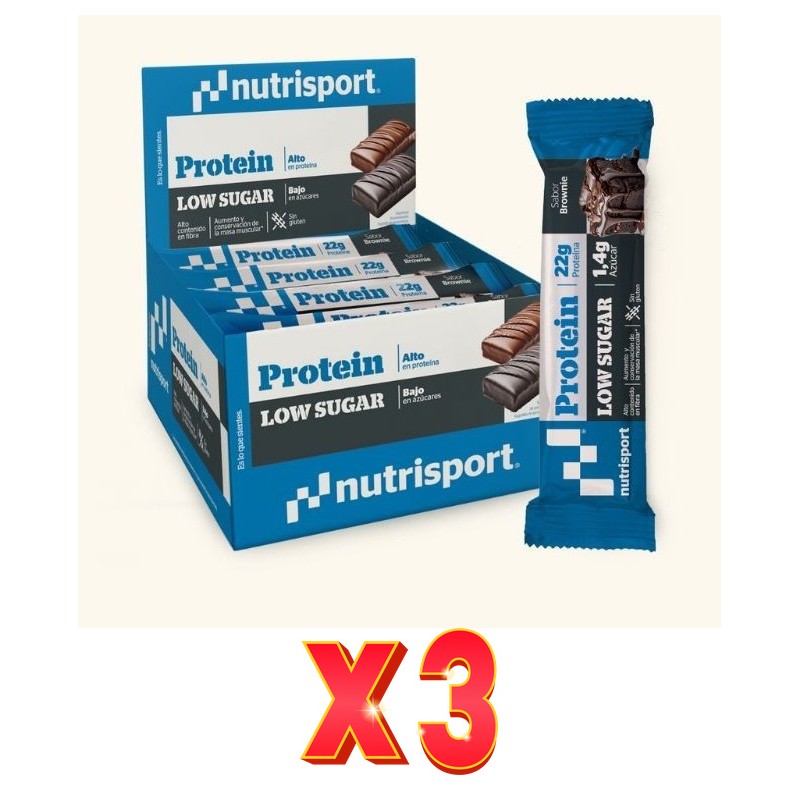 Pack de 3 unidades Nutrisport Barrita Low Sugar Chocolate 16Uds Nutrisport