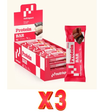 Pack de 3 unidades Nutrisport Barritas Proteica Doble Chocolate 44Gr 24Ud Nutrisport