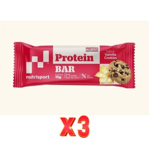 Pack de 3 unidades Nutrisport Barritas Proteica Vainilla Cookies44Gr 24Ud Nutrisport