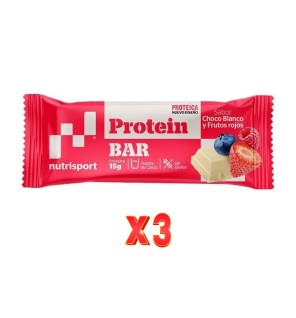Pack de 3 unidades Nutrisport Barritas Proteicas Choco Blanco Y F Rojos 44Gr24Uds Nutrisport