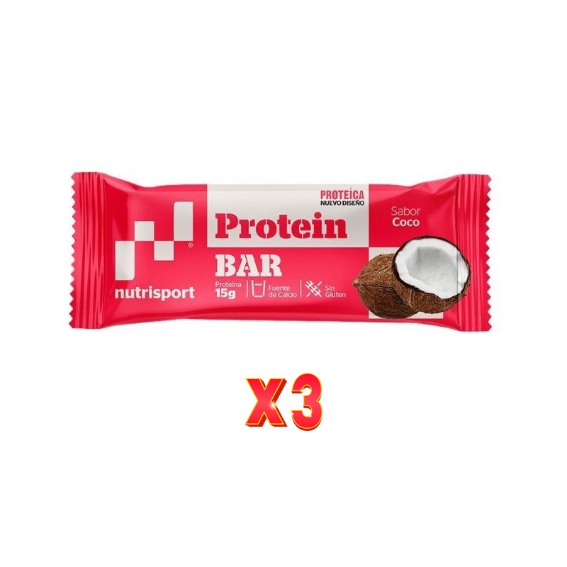 Pack de 3 unidades Nutrisport Barritas Proteicas Coco 44Gr 24Uds Nutrisport Pack de 3 unidades Nutrisport Barritas Proteicas Coco 44Gr 24Uds Nutrisport