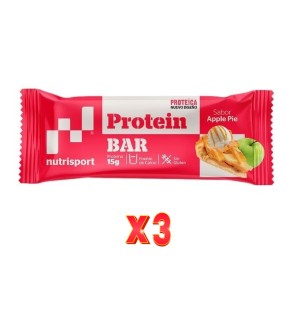 Pack de 3 unidades Nutrisport Barritas Proteicas Tarta Manzana 44Gr 24Uds Nutrisport