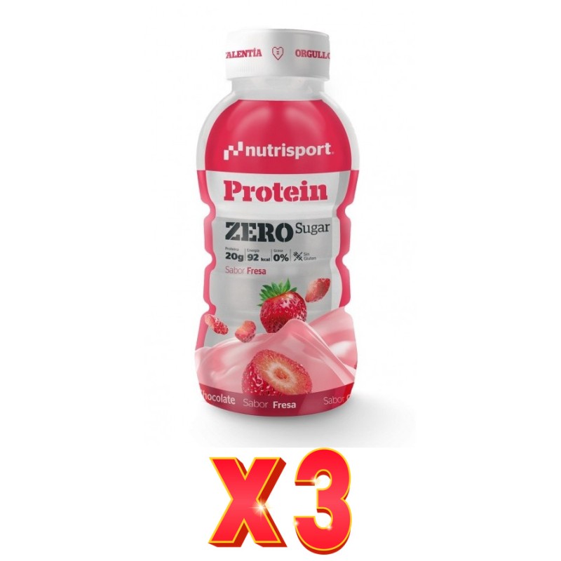 Pack de 3 unidades Nutrisport Batido Proteina Zero Fresa 12Udx330Ml Nutrisport