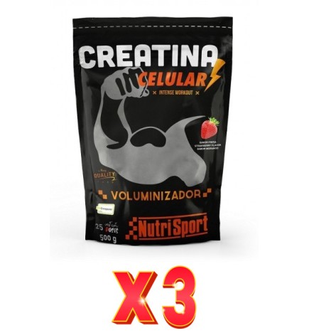 Pack de 3 unidades Nutrisport Creatina Celular Fresa 500Gr Nutrisport