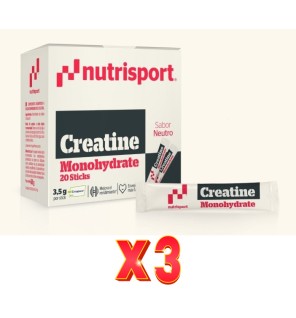 Pack de 3 unidades Nutrisport Creatina Neutro Caja 20Sticks Nutrisport