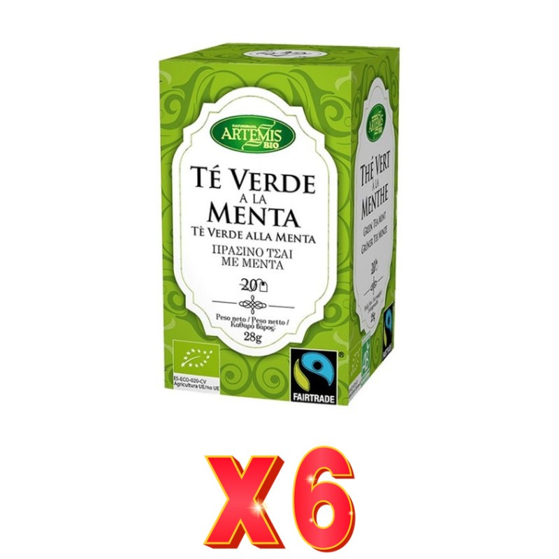 Pack de 6 unidades Artemis Té Verde Con Menta20 Bolsitas Artemis