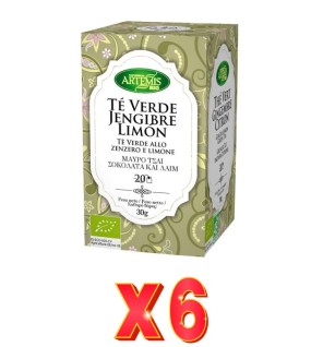 Pack de 6 unidades Artemis Te Verde Jengibre Limon Promo 33Gr Artemis