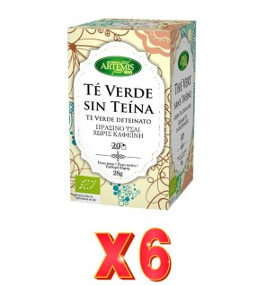 Pack de 6 unidades Artemis Té Verde Sin Teína   20 Bolsitas Artemis