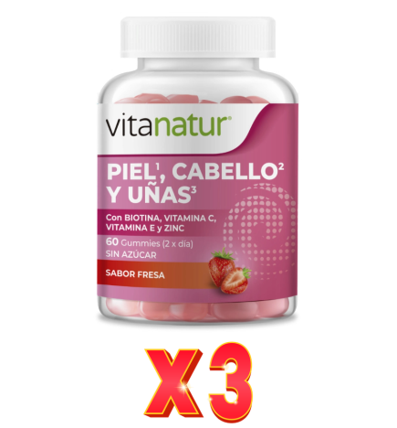 Pack de 3 unidades Vitanatur Gummies Pel Cabello Uñas 60Uid Vitanatur