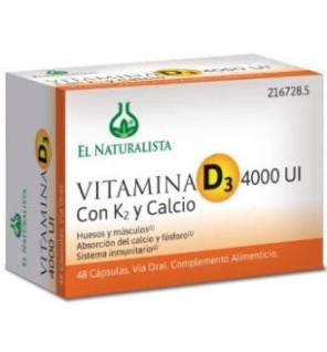 Vitamina D3 4000 Ui K2 Calcio 48 Cap El Naturalista