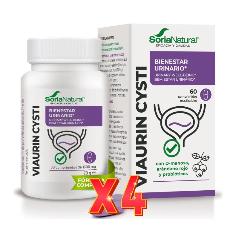 Pack de 4 unidades Viaurin Cysti Comprimidos · 60 X 1300 Mg Soria Natural Pack de 4 unidades Viaurin Cysti Comprimidos · 60 X 1300 Mg Soria Natural