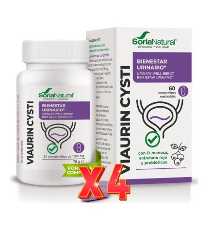 Pack de 4 unidades Viaurin Cysti Comprimidos  · 60 X 1300 Mg Soria Natural
