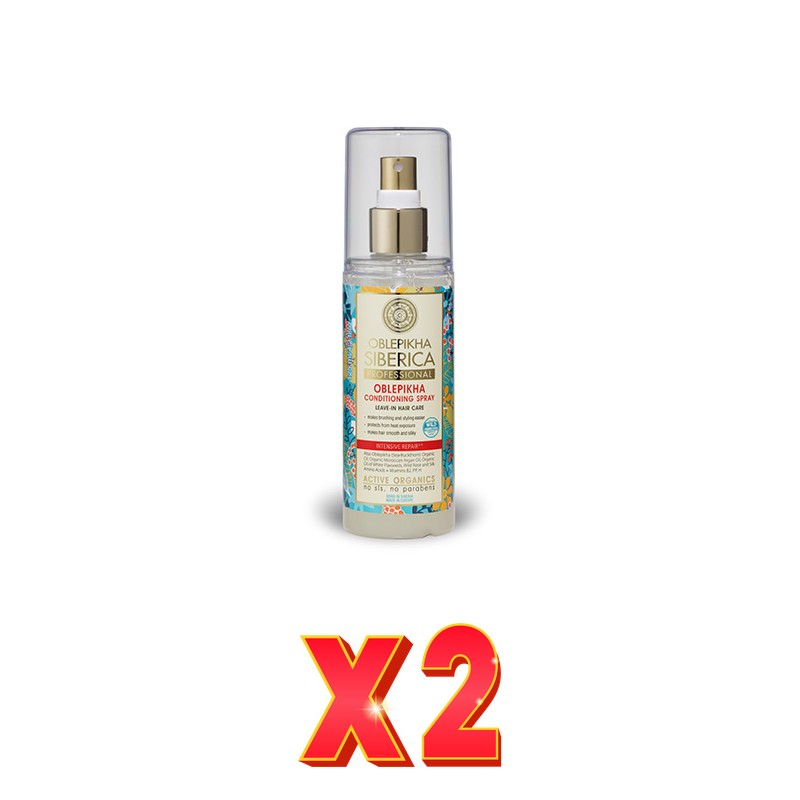 Pack de 2 unidades Acondicionador En Spray Con Hidrolato De Oblepikha, Reparación Intensiva, 125 Ml Natura Siberica