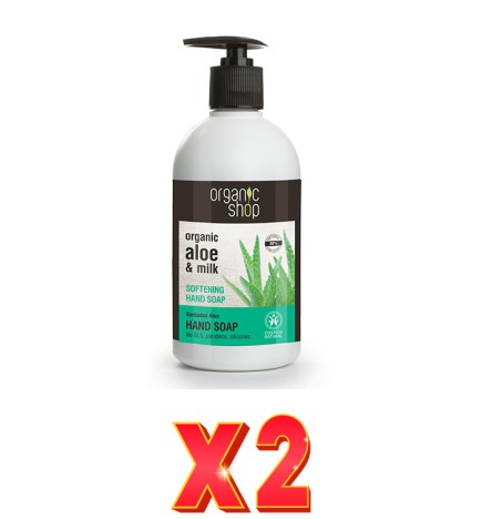 Pack de 2 unidades Jabón De Manos Suavizante Aloe Y Leche, 500 Ml Organic Shop