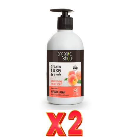 Pack de 2 unidades Jabón De Manos Nutritivo Rosa Melocotón, 500 Ml Organic Shop
