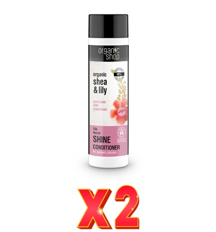 Pack de 2 unidades Acondicionador Brillo Para Cabello Teñido Nenúfar Y Amaranto, 280 Ml Organic Shop