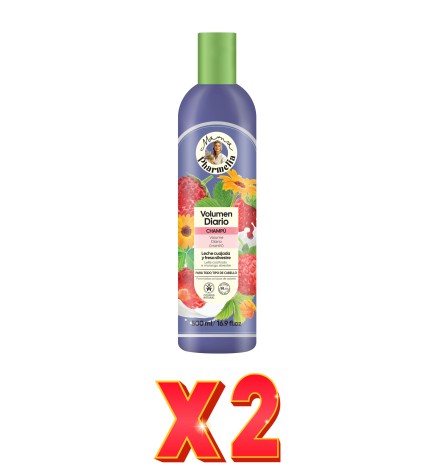 Pack de 2 unidades "Champú De Volumen Diario Para Todo Tipo De Cabello Con Leche Cuajada Y Fresa Silvestre, 500Ml" Mama Pharmeli
