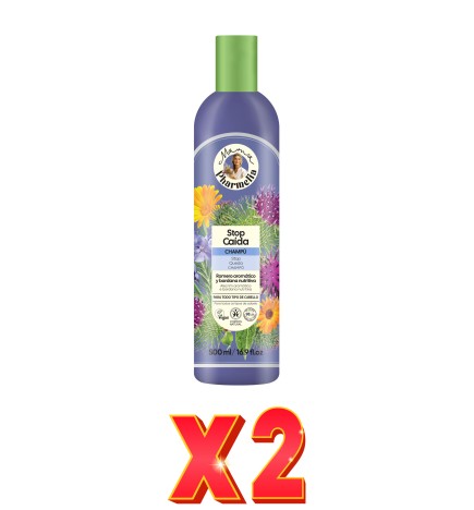 Pack de 2 unidades "Champú Stop Caida Para Todo Tipo De Cabello Con Romero Aromático Y Bardana Nutritiva, 500Ml" Mama Pharmelia