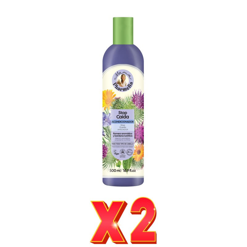 Pack de 2 unidades "Acondicionador Stop Caida Para Todo Tipo De Cabello Con Romero Aromático Y Bardana Nutritiva, 500Ml" Mama P Pack de 2 unidades "Acondicionador Stop Caida Para Todo Tipo De Cabello Con Romero Aromático Y Bardana Nutritiva, 500Ml" Mama P
