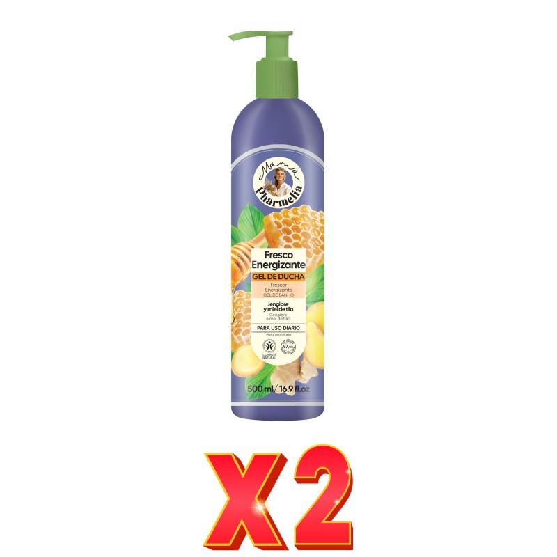 Pack de 2 unidades "Gel De Ducha Fresco Energizante Para Uso Diario Con Jengibre Y Miel De Tilo, 500 Ml" Mama Pharmelia