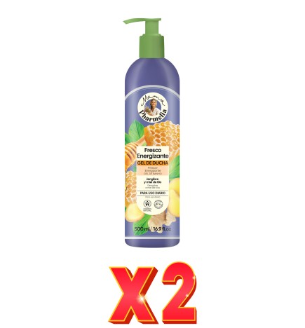 Pack de 2 unidades "Gel De Ducha Fresco Energizante Para Uso Diario Con Jengibre Y Miel De Tilo, 500 Ml" Mama Pharmelia