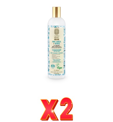 Pack de 2 unidades Bálsamo Capilar Profesional Menta, Abedul Y Retinol, Para Cabello Graso, 400Ml Natura Siberica
