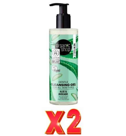 Pack de 2 unidades Suave Gel Limpiador Para Todo Tipo De Piel «Aguacate Y Aloe» De Organic Shop, 200 Ml Organic Shop