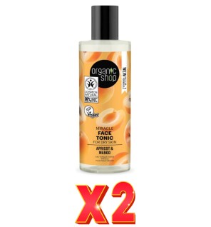 Pack de 2 unidades Tónico Facial Milagroso Para Piel Seca «Albaricoque Y Mango» De Organic Shop, 150 Ml Organic Shop