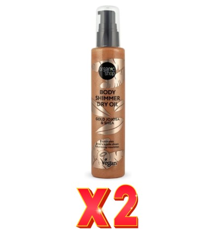 Pack de 2 unidades Aceite Seco Body Shimmer Jojoba Dorada Y Karité, 100 Ml Organic Shop