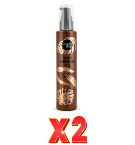 Pack de 2 unidades Aceite Body Shimmer Chocolate Y Mango, 100 Ml Organic Shop