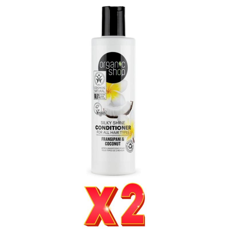 Pack de 2 unidades Acondicionador Para Todo Tipo De Cabello «Franchipán Y Coco», 280 Ml Organic Shop