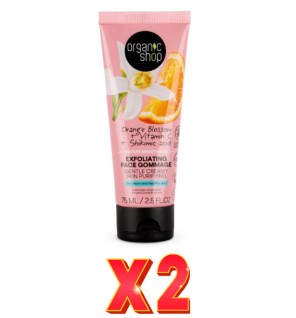 Pack de 2 unidades Gommage Facial Exfoliante Para Una Suavidad Instantánea, 75 Ml Organic Shop