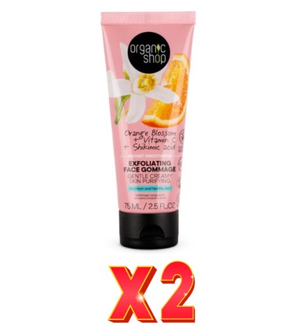Pack de 2 unidades Gommage Facial Exfoliante Para Una Suavidad Instantánea, 75 Ml Organic Shop