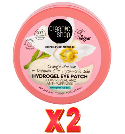 Pack de 2 unidades Parches De Hidrogel Iluminadores Y Antihinchazón Para El Contorno De Los Ojos, 60 Uds. Organic Shop