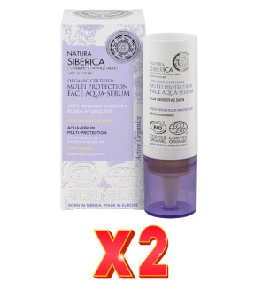 Pack de 2 unidades Aqua-Sérum Facial Multiprotección Certificado Orgánico Para Piel Sensible, 15 Ml Natura Siberica